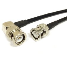 BNC male straight to BNC male right angle pigtail cable RG58 50cm 20" for CCTV