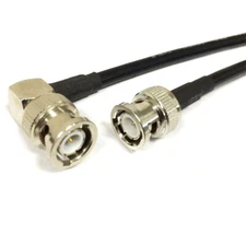 BNC male straight to BNC male right angle pigtail cable RG58 50cm 20" for CCTV