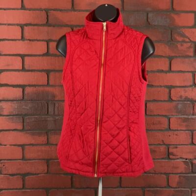 Cynthia Rowley Vest Womans Small Red Quilted