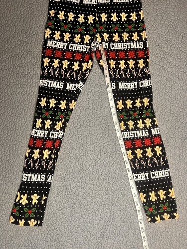 Holiday Time Merry Christmas Leggings Little Girls Size Large Black - Picture 4 of 9