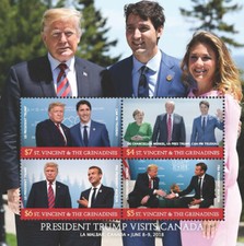 St. Vincent 2018 - President Trump Visits Canada, Trudeau - Sheet of 4v - MNH