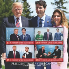 St. Vincent 2018 - President Trump Visits Canada, Trudeau - Sheet of 4v - MNH