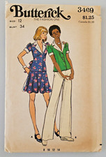 VTG 70s Butterick Sew Pattern 3469 Misses Fitted Top, Skirt, Pants Size 12 UNCUT