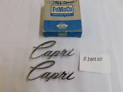 NOS OEM Ford 1966 Mercury Comet Capri Quarter Panel Scripts Emblems Ornaments