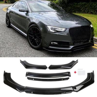SUPERAUTO2018 For Audi A4 A5 A6 A7 S4 S5 Gloss Black Front Bumper Lip Splitter Spoiler Kit