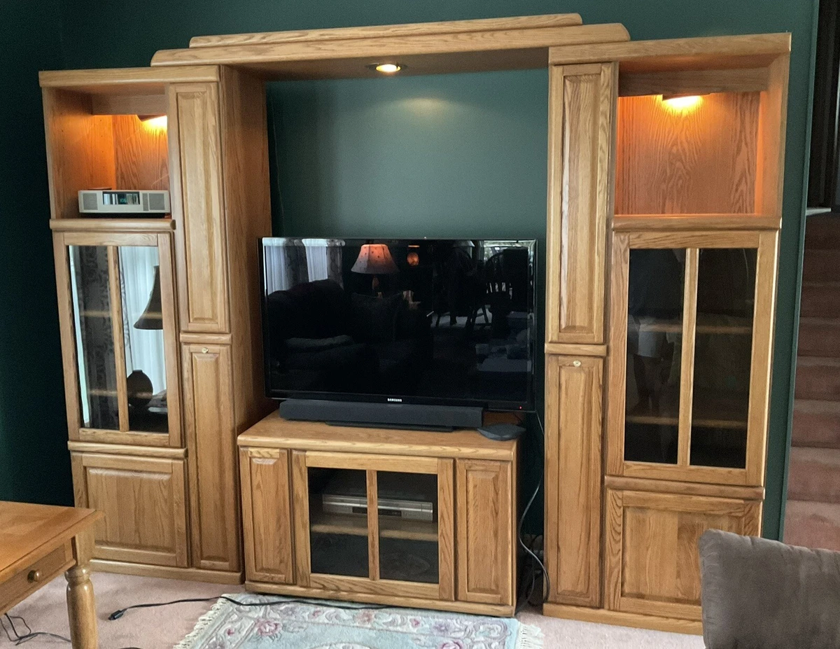 Extra Large TV Cabinet Stand 4 Door Storage Media Unit Natural Oak