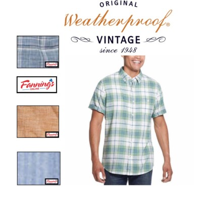 Weatherproof Vintage Men's Short Sleeve Linen Woven Shirt D22