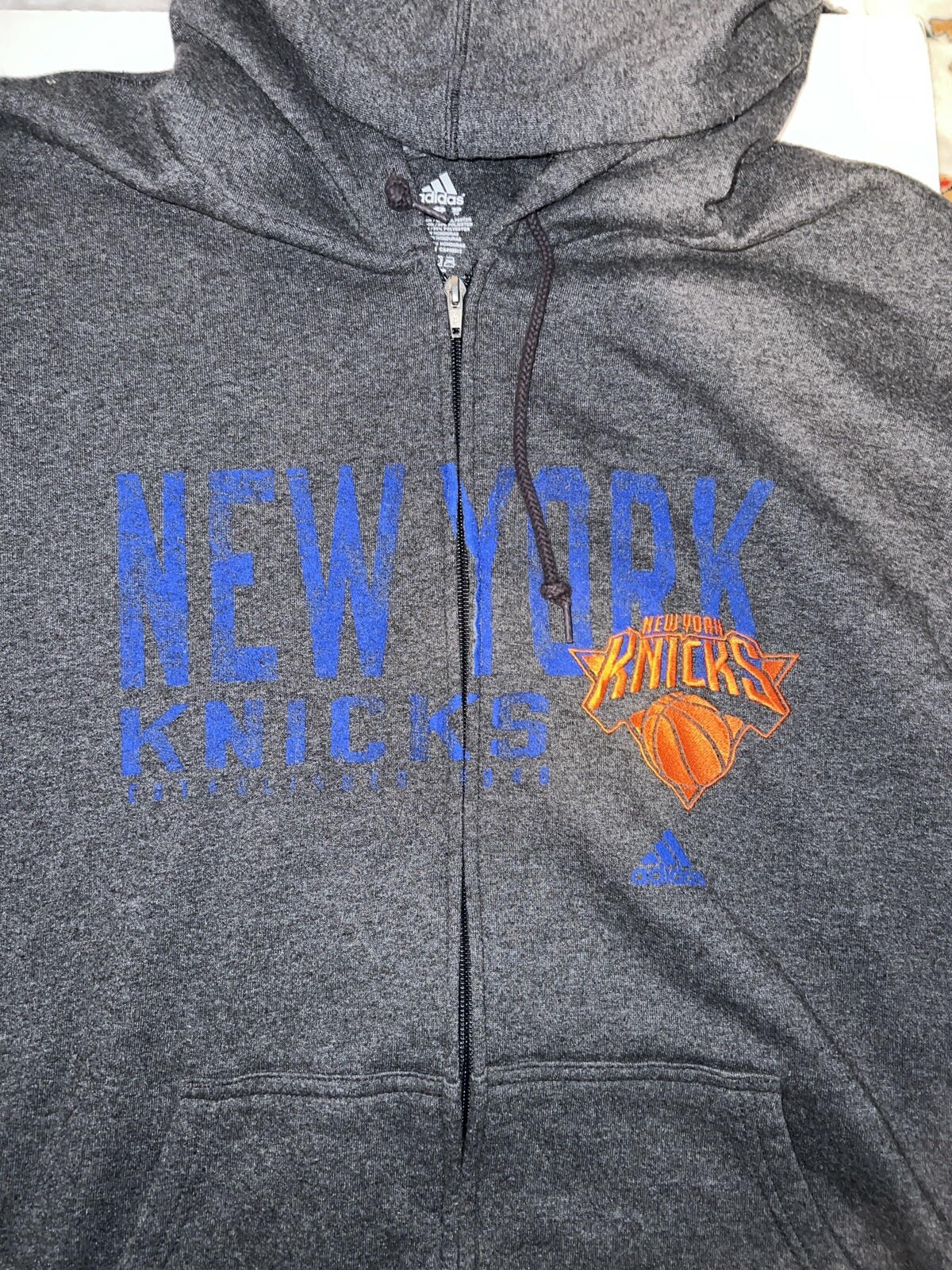 NBA New York Knicks Zip Up Hoodie Grey Size XL eBay