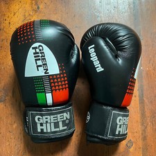 Guantoni Leopard Green Hill 14 oz similpelle guanti boxe kick boxing ricuciti