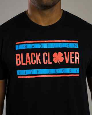Black Clover Herren T-Shirt Finnland parallele Linien vorgeschrumpft Large neu mit Etikett schwarz