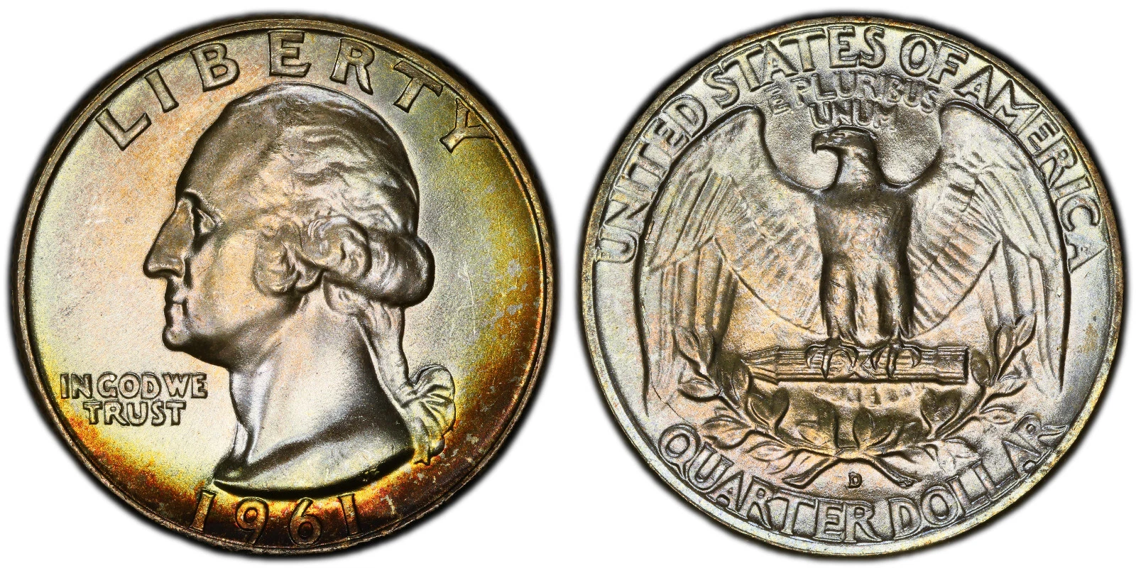 1961-D 25c PCGS MS 67+ ~ LOW POP SILVER WASHINGTON QUARTER