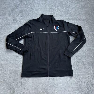 NIKE DRI-FIT Herren Trainingsjacke Gr. L USA Sportjacke Pullover A17813 Schwarz