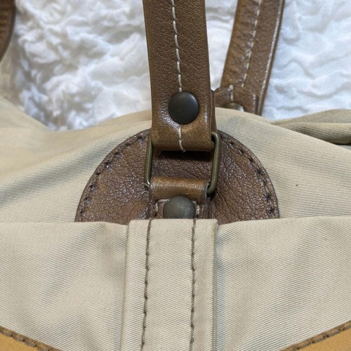 Miu Miu Archive Boston Handbag Brown Beige Leather Cotton Used Gently Auth JAPAN - Picture 5 of 20