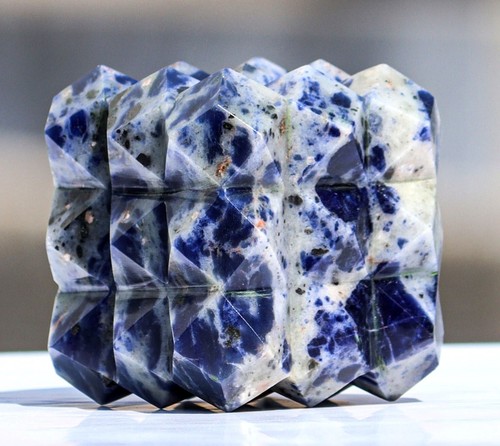 65MM Blue Sodalite Crystal 54 Pyramids Sodalite Gemstone Cube Healing 54 Pyramid - Picture 3 of 10