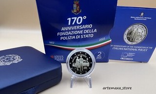 2 Euro Commemorativi Italia 2022 170 Anni Polizia di Stato Proof
