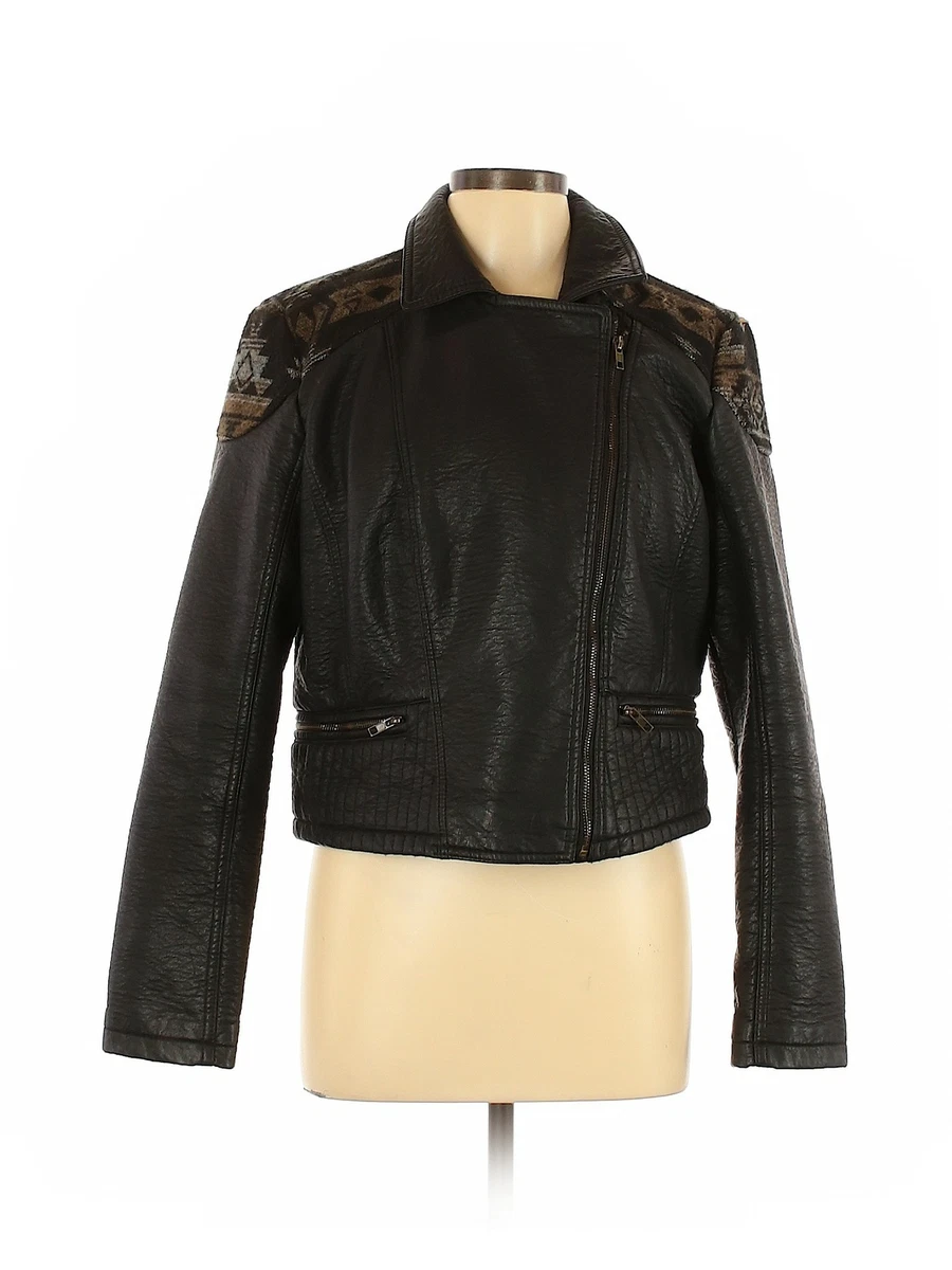 Xhilaration Women Black Faux Leather Jacket XL eBay