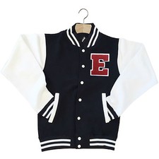 VARSITY BASEBALL JACKET UNISEX PERSONALISED WITH GENUINE US COLLEGE LETTER E