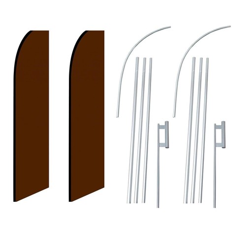 Solid Brown Swooper Flutter Feather Flag | 3ft W x 11.5ft Tall - Picture 3 of 3