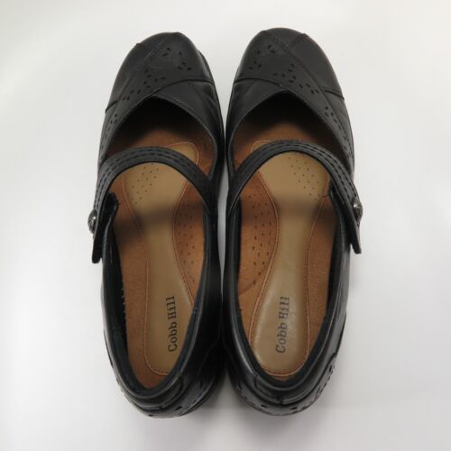 Cobb Hill PETRA Mary Janes Womens Size 10N Black Leather Laser Etched Flats - Picture 4 of 7