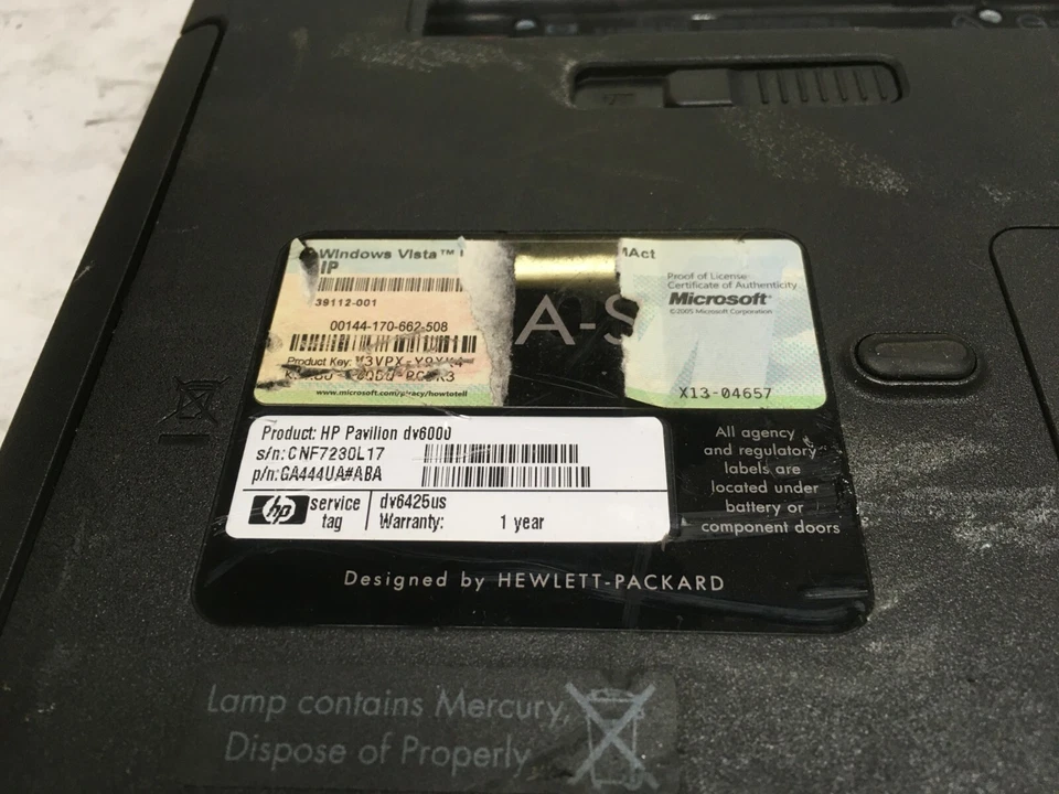 HP Pavilion dv6000  dv6425us 15"  [AS IS / FOR PARTS]  SCREEN DAMAGE- JZ - Image 4 of 4