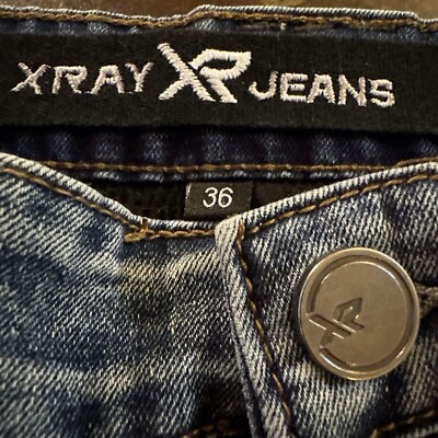 Xray Jeans Men Blue Denim Shorts Size 36 Stonewashed Distressed