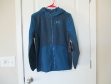 BNWT Under Armour Big Boys full zip fleece Hoodie, Graphite Blue, Size YLG, 80