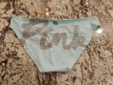 True Vintage Victoria's Secret PINK Large Silver Logo Extra Low Rise Bikini