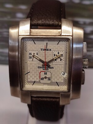 TIMEX CHRONOGRAPH QUARTZ SILVER DIAL JH04-A-S4 MEN'S FULL WORKING VINTAGE WATCH