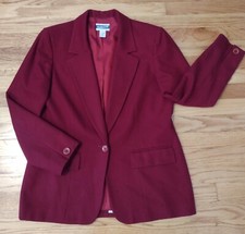 PENDLETON Vintage Women's 100 Virgin Wool Red Single Button Blazer - Size 8
