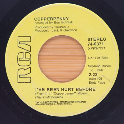 COPPERPENNY - I'VE BEEN HURT BEFORE / STOP (WAIT A MINUTE)  - ROCK POP 45 PROMO