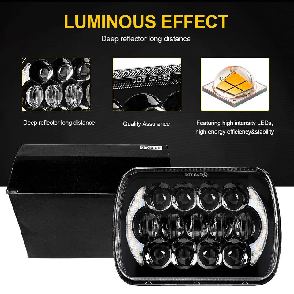 2PCS 7x6" Led Headlights Hi/Lo Beam DRL For 1978-1986 Ford F-150 F-250 F-350 DOT Foto 4 de 4