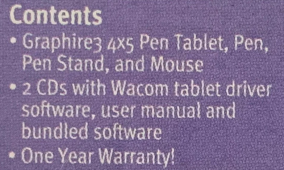 Wacom Graphire 3 4x5 USB Tablet w/Pen, Mouse & Software CD's CTE430SA New Sealed - Image 3 of 4