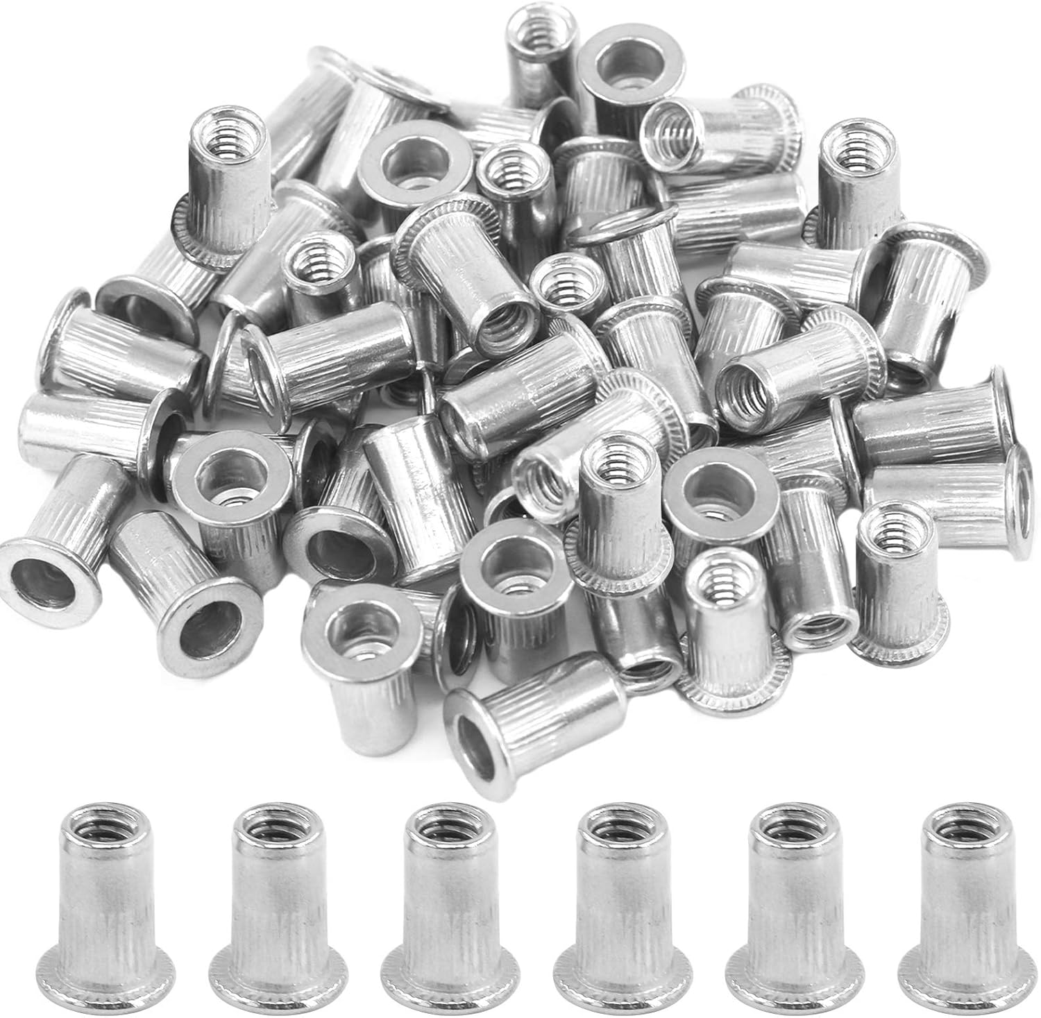 SAE Stainless Steel Rivet Nuts Threaded Insert Rivnuts (#8-32“-(50PCS))