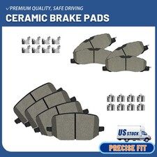Front & Rear Ceramic Disc Brake Pads W/Hardwa...