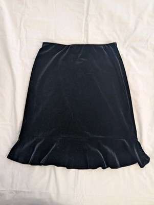 Alex Evenings black velvet skirt with ruffle hem size petite small