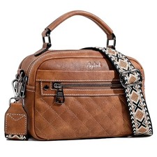 Crossbody Bags for Women Vegan Leather Shoulder Handbags Small Two-toned Brown