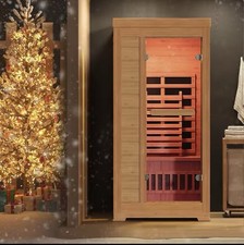 1-2 Person 6.3 Ft Infrared Sauna, 7 Color Full Spectrum Wood Dry Sauna .