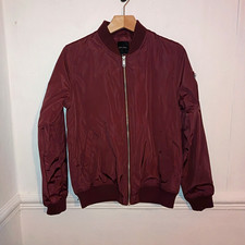 New Look Womens Coat Burgundy Size UK 10 Jacket Purple Bomber 90s Y2K Full Zip