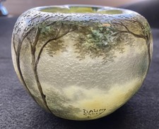 Beautiful Daum Nancy Cameo Glass Cabinet Landscape Vase 2 3/4 x 3 1/2 