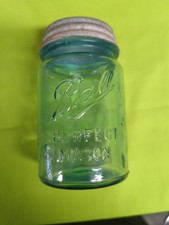 Perfect Blue Mason Jar With Numbers 1 And 8 On Bottom Bubbles
