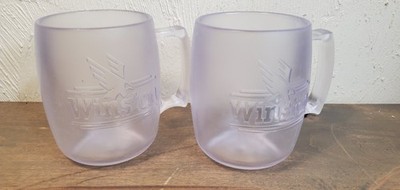 Two Vintage Winston Cigarette Hard Plastic Mug Clear Plastic Tobacco Company Cup