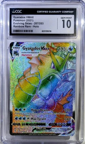 Pokémon Swsh GYARADOS VMAX Evolving Skies 🌈 Rainbow 207/203 CGC 10 💎 GEM MINT