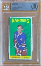 DICK DUFF NY RANGERS SIGNED w/ HOF 2006 1964/65 TOPPS #46 BAS BGS AUTOGRAPH AUTO