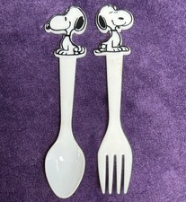 Vintage Hallmark Peanuts Snoopy Childs Plastic Fork Spoon Made In USA