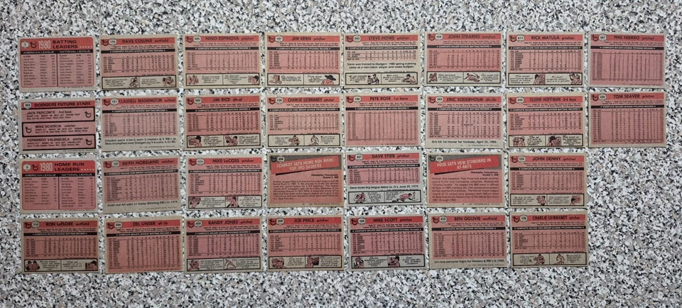 Topps Baseball Sports Trading MLB Card 30 Card Lot Old Vintage 1981 Free Shippin - Image 2 of 4