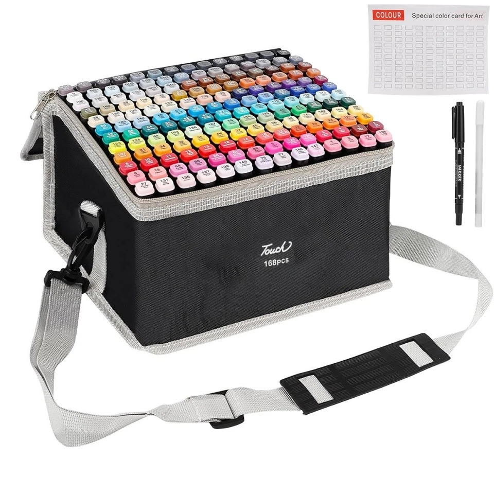 Marker Set Permanent Marker Stifte Set Doppelspitzen Touch Filzstifte 168 Farben - Bild 4 von 4