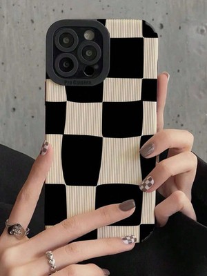 Schwarz Weiß Schachbrett Handy Hülle Stoßfest Cover für iPhone Modelle