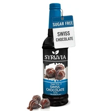 Syruvia Sugar Free Swiss Chocolate Syrup 25.4 fl oz, for Coffee, Desserts
