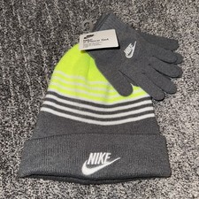 Nike Boys Winter Ski Beanie  Gloves 2-Piece Set, Smoke Grey, Size 8/20