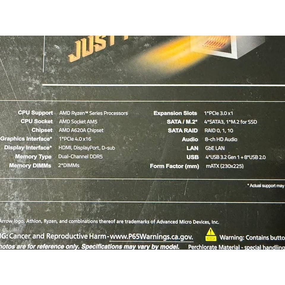 GIGABYTE A620M S2H AM5 DDR5 M-ATX Motherboard (Open Box, New) | eBay
